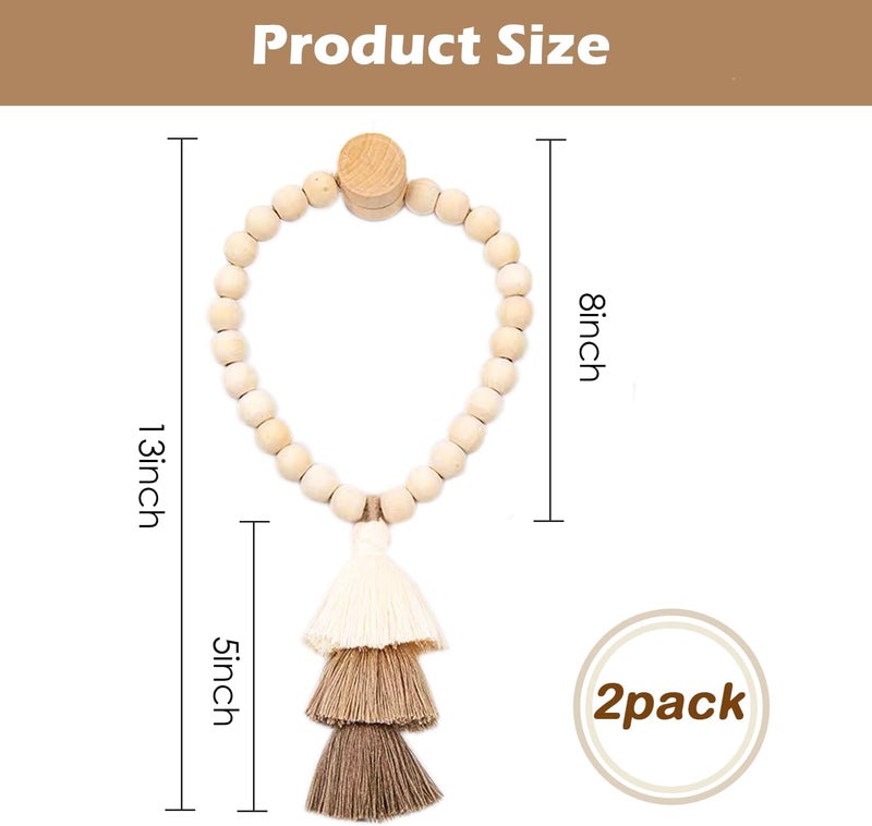 SRG Handmade Magnetic Wooden Bead Curtain Tiebacks 2 PCS | Simple Elegant Magnetic Tassel Curtain Tie Backs | Accessories Wall Decoration | Drapery Tiebacks for Bedroom Window Treatment - Image 5